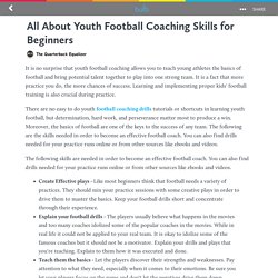All About Youth Football Coaching Skills for Beginners