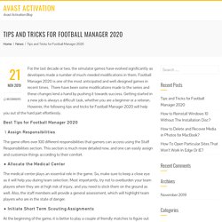 Tips and Tricks for Football Manager 2020 – Avast Activation