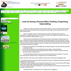 Links for Doxing, Personal OSInt, Profiling, Footprinting, Cyberstalking