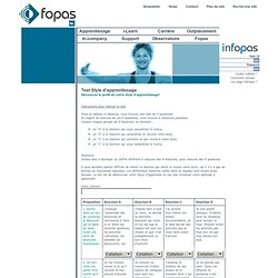 FOPAS : test styles d'apprentissages