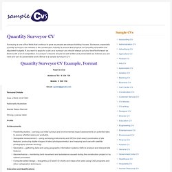 Sample Quantity Surveyor CV