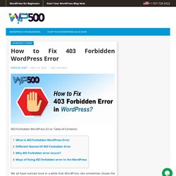 How to Fix 403 Forbidden WordPress Error