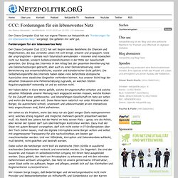 CCC: Forderungen für ein lebenswertes Netz : netzpolitik.org