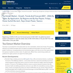 Tea Extract Market - Growth, Trends And Forecast (2021 - 2026) By Types, By Application, By Regions And By Key Players: Finlays, Hunan Sunfull Bio-tech, Taiyo Green Power, Tearevo