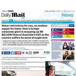 Foreign company sells 89 billion litres of Australian water rights for $490m during drought