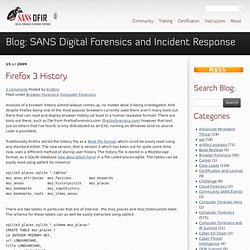 Firefox 3 History » SANS Computer Forensics, Investigation, and