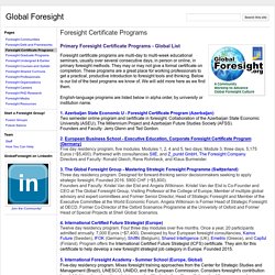 Foresight Certificate Programs - Global Foresight