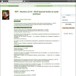 Revue forestière française. RFF - Numéro 2-3-4 - 2018 Spécial forêts et santé publique