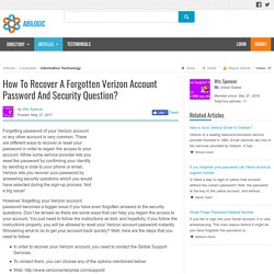 How To Recover A Forgotten Verizon Account Password And Security Question?