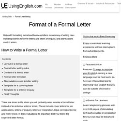 Formal Letter Writing Tips - Articles
