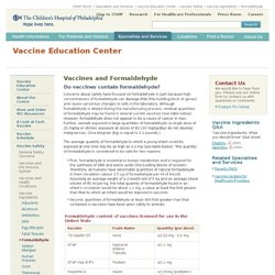 Vaccines and Formaldehyde