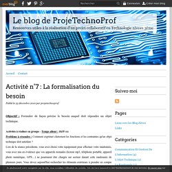 Activité n°7 : La formalisation du besoin - Le blog de ProjeTechnoProf