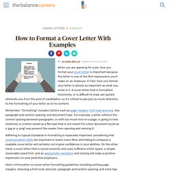 How to Format a Cover Letter With Examples