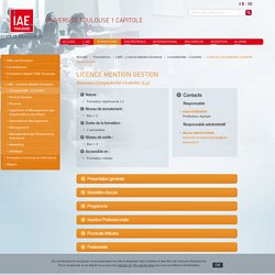 Formation initiale Licence Comptabilité-Contrôle 3ème année, formation continue Licence Comptabilité-Contrôle 3ème année IAE Toulouse