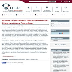 2013 Limites & défis de FAD au Canada francophone