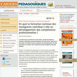 En quoi la formation continue des enseignants contribue-t-elle au