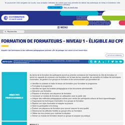 FORMATION DE FORMATEURS - NIVEAU 1 - éligible au CPF - Formation - CCI Haute-Savoie