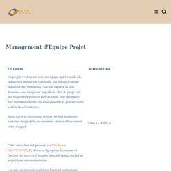 Formation gratuite au Management d'équipe projet - MOOC GdP