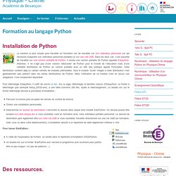 Formation au langage Python – Physique – Chimie
