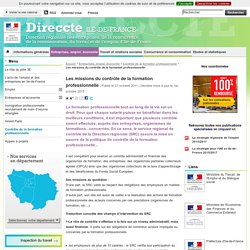 Les missions du contrôle de la formation professionnelle - Direccte Ile-de-France