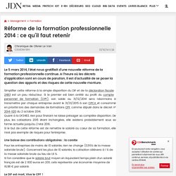 Réforme de la formation professionnelle 2014 : ce qu'il faut retenir