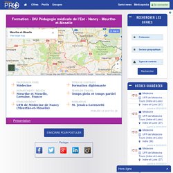 Formation - DIU Pédagogie médicale de l'Est - Nancy - Meurthe-et-Moselle