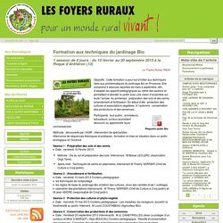 Formation aux techniques du jardinage Bio - Les Foyers Ruraux en région PACA