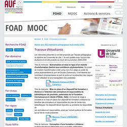 Formation Travaux d'étudiants FOAD — MOOC