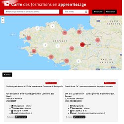 Carte des formations en apprentissage en région Bretagne