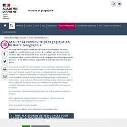 Assurer la continuité pédagogique en Histoire Géographie - Académie d'Amiens