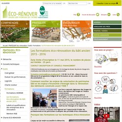 Les formations éco-rénovation du bâti ancien 2015 - 2016 - Eco-rénover dans les Vosges du Nord