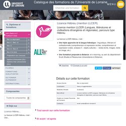 Licence Hébreu (mention LLCER) - Les formations de l'Université de Lorraine