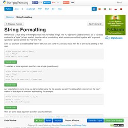 String Formatting - Learn Python - Free Interactive Python Tutorial