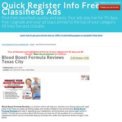 Blood Boost Formula Reviews Texas City - Quick Register Info Free Classifieds Ads