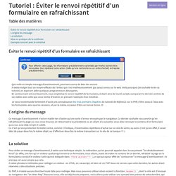 Éviter le renvoi répétitif d'un formulaire en rafraîchissant