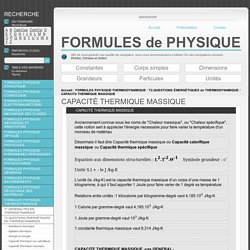 Formules Physique CAPACITé THERMIQUE MASSIQUE