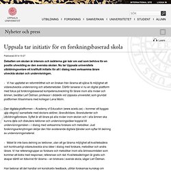 Uppsala tar initiativ för en forskningsbaserad skola - Uppsala universitet