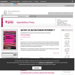 Qu’est-ce qu’un forum internet ? - OpenEdition Press