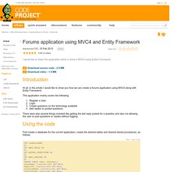Forums application using MVC4 and Entity Framework