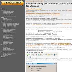 Port Forwarding for the Comtrend CT-600