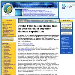 Keshe Foundation claims Iran in possession of superior defense capabilities