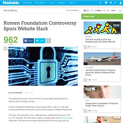 Komen Foundation Controversy Spurs Website Hack