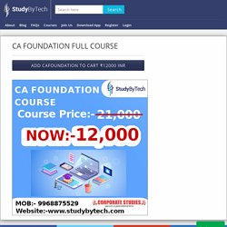 CA FOUNDATION FULL COURSE