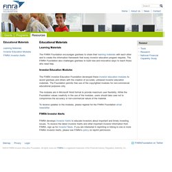 FINRA Investor Education Foundation - Educational Materials