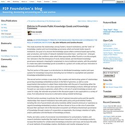 Policies to Promote Public Knowledge Goods and Knowledge Commons