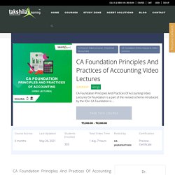 CA Foundation Principles and Practices of Accounting video lectures