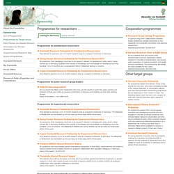 Alexander von Humboldt-Foundation - Overview of Programmes by Target Group