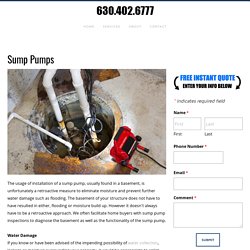 Sump Pumps, Foundation Leak Repair, Dupage County, IL