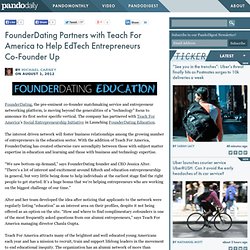 FounderDating Partners with Teach For America to Help EdTech Entrepreneurs Co-Founder Up