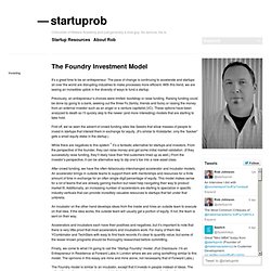 » The “Foundry” Investment Model Startup Rob